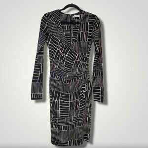 CALVIN Klein Dress Long Sleeves Faux Wrap V-neck 6